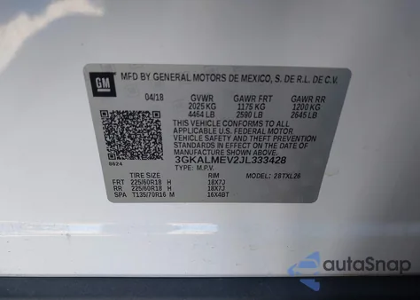 2018 GMC Terrain Sle from USA, damaged, VIN 3GKALMEV2JL333428